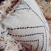 Arrow Head Stitch Motif Raw Cotton Cushions With Fringe - Canggu & Co