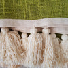 Lime Green Raw Cotton Throw With White Tassels - Canggu & Co