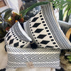 Black & White Boho Motif Cushions With Black Tassels - Canggu & Co