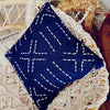 White Stitch Navy Blue Raw Cotton Cushion - Canggu & Co