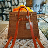 Woven Natural Rattan Basket Style Back Pack With Leather Straps - Canggu & Co