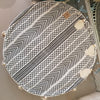 Round Aztec Pattern Linen Cotton Pouff With Tassels - Canggu & Co
