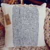 Black Stitch Line Pattern White Raw Cotton Cushion - Canggu & Co