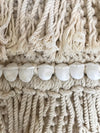 Knitted Macrame Cushion With Shell Lines & Fringes - Canggu & Co