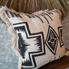 Black And White Aztec Motif Raw Cotton Cushion - Canggu & Co