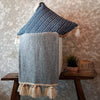 Soft Grey Raw Cotton Throw With Beaded Tassels - Canggu & Co