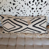 Black Diamond Motif Raw Cotton Cushions With Fringe - Canggu & Co