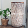 Tall Carved Tribal Motif Wooden Vase