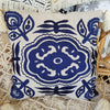 Embroided Navy Or White Motifs On Linen Cotton Cushions With Tassels - Canggu & Co