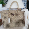 Natural Woven Water Hyacinth Bag With Coconut Shell Button - Canggu & Co