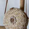 Round Natural Woven Bamboo Shoulder Bags With Shells