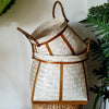 White Washed Bamboo Basket Set With Jute Handles