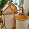 Tall White Bamboo Storage Basket Set