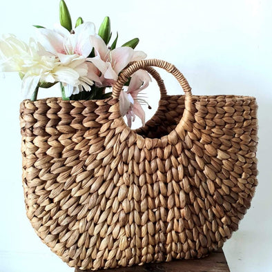 Natural Plaited Water Hyacinth Bag Set