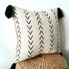 Black Arrow Motif Cushion With Black Tassels - Canggu & Co