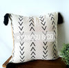 Black Arrow Motif Cushion With Black Tassels - Canggu & Co