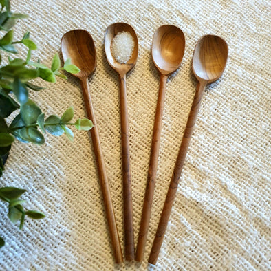 Small Wooden Square Head Juice Spoons With Slender Handles