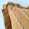 Brown Colored Cotton Linen Cushions With Ruffle