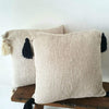 Natural Colored Raw Cotton Cushion With Tassels