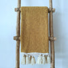 Mustard Raw Cotton Throw With Natural Beaded Tassels