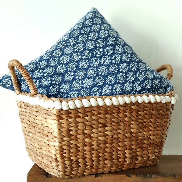 Woven Water Hyacinth Basket With Shells