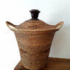 Rubbish Bin Woven Rattan With Flower Shaped Top Handle