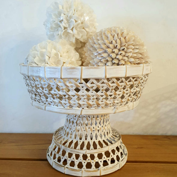 White Washed Bamboo Dulang Style Bowl