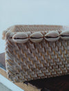 Set 3 Small Square Rattan Tray With Cowrie Shells