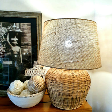 Large Natural Woven Bamboo Desk Lamp