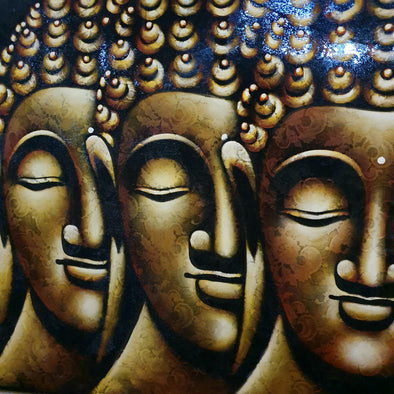 Long Meditating Buddha Heads Painting