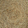 Round Straw Grass And Black Raffia Floor Mat