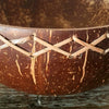 Natural Coconut Bowl With Woven Bamboo Pattern