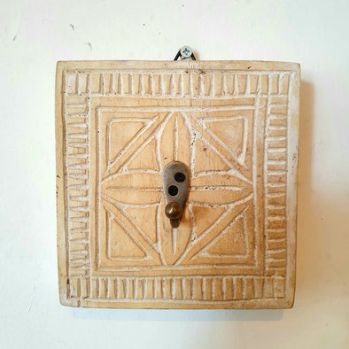 Square Carved Wooden Hook