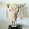 Large White Carved Buffalo Skull Head With Stand - Canggu & Co
