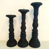 Wooden Italian Pillar Style Candle Holders (Small Set of 3)