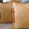 Brown Colored Cotton Linen Cushions With Ruffle