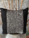 Black Stitch Line Pattern White Raw Cotton Cushion