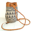 Natural Woven Bamboo Shoulder Bag With Ethnic Motif