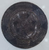 Large Woven Dark Brown & Black Rattan Plate With Diamond Motif