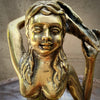 Large Golden Brass Mermaid Figurine