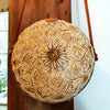 Round Natural Woven Bamboo Shoulder Bags With Shells