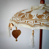 White Balinese Umbrella with Gold Motif