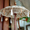 White Balinese Umbrella with Gold Motif