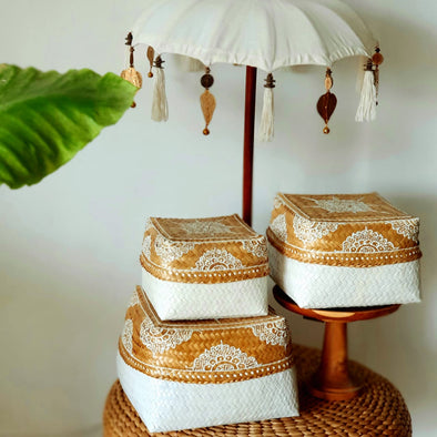 Balinese Keben Hand Painted Bamboo Prayer Box Set - Canggu & Co