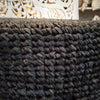 Large Modern Woven Black Soft Raffia Stool