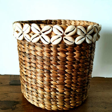 Water Hyacinth With Cowrie Shell Basket Set