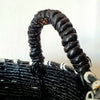 Black Synthetic Basket Set With Woven Cotton Outer