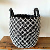Black Synthetic Basket Set With Woven Cotton Outer