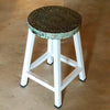 Rustic Carved Tribal Pattern Kitchen Stool