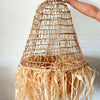 Cone Shaped Ceiling Lamp With Straw Grass Long Fringe